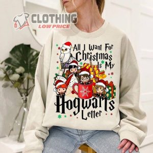 Vintage All I Want For Christmas Letter Shirt Hp Wizard School Christmas Shirt 3