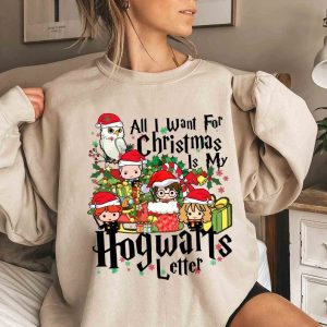 Vintage All I Want For Christmas Letter Sweatshirt, Harry Potter Wizard School Christmas Shirt, Harry Potter Christmas Shirt
