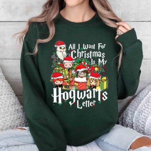 Vintage All I Want For Christmas Letter Sweatshirt Harry Potter Wizard School Christmas Shirt 1