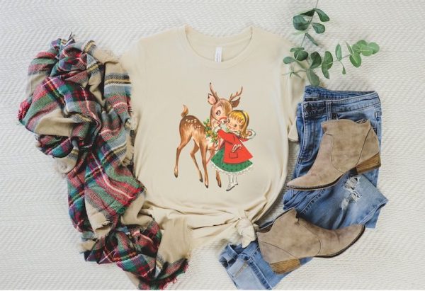 Vintage Reindeer Christmas Shirt, Retro Christmas Tee, Holiday Apparel Top shirt, Merry Christmas Merch