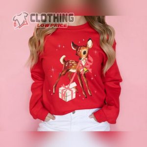 Vintage Reindeer Pink Christmas Sweatshirt Holiday Gift, Vintage Christmas shirt, Baby Deer Shirt, Merry Christmas Merch
