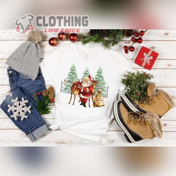 Vintage Santa Reindeer Tee,  Christmas Shirt, Santa Tee, Reindeer Tee, Vintage Christmas Shirt, Holiday Tee, Family Christmas Shirts