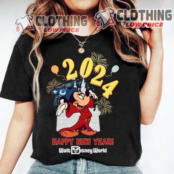 Walt Disney World Happy New Year 2024 Shirt, Mickey Mouse New Year’S Eve Castle, New Year Crew Shirt, Disney Family New Year 2024 Sweatshirt