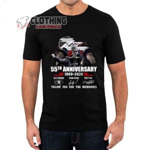 ZZ Top 55Th Anniversary 1969-2024 Thank You For The Memories Signatures Merch, Billy Gibbons, Frank Beard, Dusty Hill T-Shirt