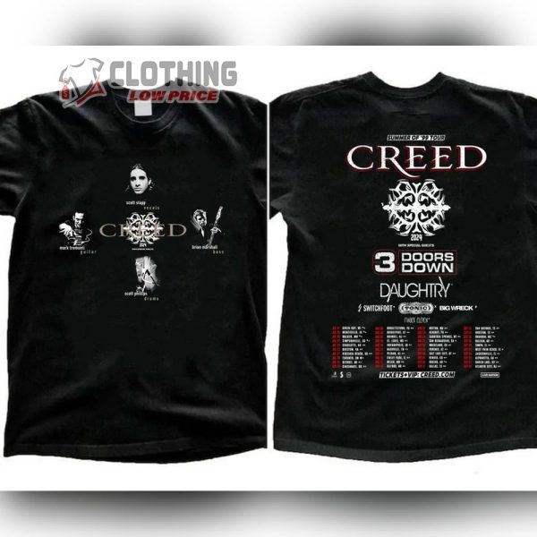 2024 Creed Band Summer of ’99 Tour With Special Guest 3 Doors Down Unisex T-Shirt, Creed Band Concert 2024 Shirt, Creed 2024 Tour Merch, Rock Band Creed Graphic Tee, Creed Shirt