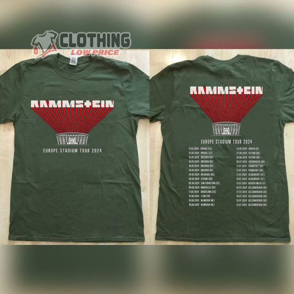 2024 Rammstein Europe Stadium Tour Dates Unisex T-Shirt, Rammstein Tour Setlist Dresden Merch