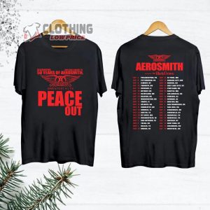 Aerosmith Tour 2023-2024 Merch, 50 Years Of Aerosmith Greatest Hits Peace Out Shirt, Aerosmith Peace Out Tour T-Shirt