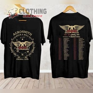 Aerosmith Tour 2024 Shirt, Aerosmith 2023 – 2024 Peace Out Farewell Tour With The Black Crowes Tour Shirt, Aerosmith Band Fan Shirt, Aerosmith 2023 Concert Shirt