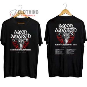 Amon Amarth Europe Tour 2024 Merch, Amon Amarth Heidrun Over Europe 2024 Shirt, Amon Amarth Logo Tour 2024 T-Shirt