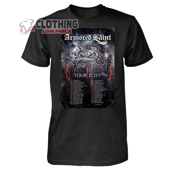 Armored Saint Tour Dates 2024 Merch, Armored Saint North American Tour With Queensryche T-Shirt