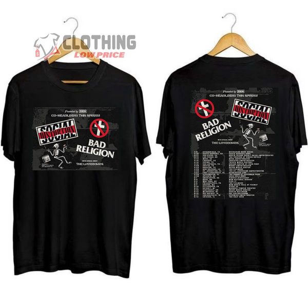 Bad Religion And Social Distortion US Tour 2024 Merch, Bad Religion And Social Distortion Masonic Temple Shirt, Bad Religion And Social Distortion T-Shirt