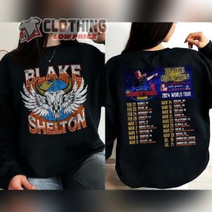 Blake Shelton 2024 Back To The Honky Tonk Tour Shirt Blake Shelton Fan Sweatshirt Blake Shelton 2024 Concert Hoodie Blake Shelton 2024 Tour Dates Merch 1