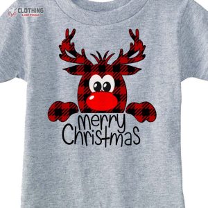 Buffalo Plaid Reindeer Shirt Peeping Reindeer, Merry Christmas Shirt