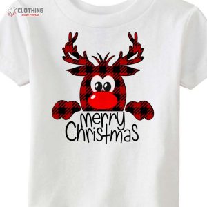 Buffalo Plaid Reindeer Shirt Peeping Reindeer Merry Christmas Shirt 3