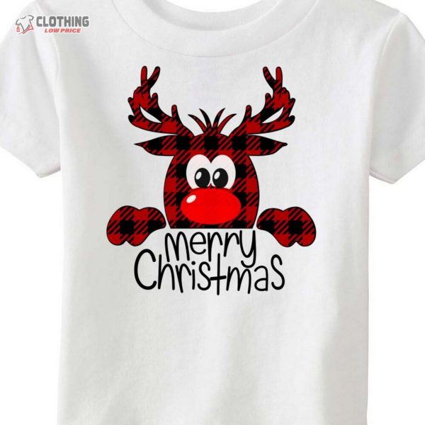 Buffalo Plaid Reindeer Shirt Peeping Reindeer, Merry Christmas Shirt