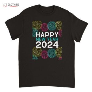 Colorful Fireworks Happy New Year 2024 T Shirt