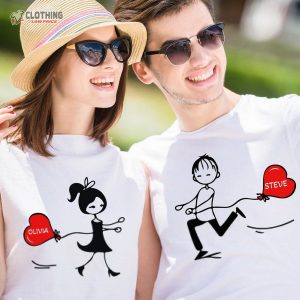 Couple Bloon Heart Valentine Shirts Line Illustration Valentines Day Couple Sweatshirt 3