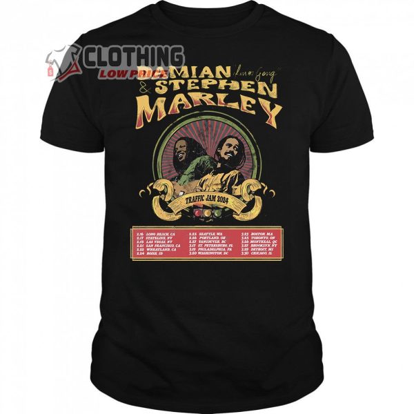 Damian And Stephen Marley Merch, Damian Marley Live Shirt, Damian Jr. Gong & Stephen Marley Traffic Jam 2024 Tour T-Shirt