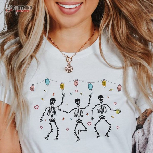 Dancing Skeleton Nurse Shirt, Nursing School Valentine Skeleton Dancers T-Shirt