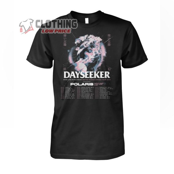 Dayseeker United States Spring Tour 2024 Merch, Dayseeker Dark Sun Worldwide Shirt, Dayseeker Tour Dates 2024 T-Shirt