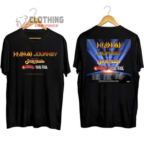 Def Leppard And Journey The Summer Stadium Tour 2024 Merch, Def Leppard Tour 2024 Tickets USA Shirt, Steve Miller Band, Heart And Cheap Trick Tour 2024 T-Shirt