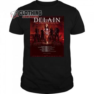 Delain Dark Waters Over UK And Ireland 2024 Merch, Delain Tour Dates 2024 T-Shirt