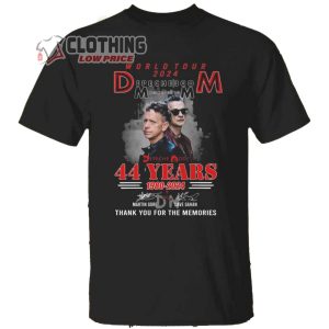 Depeche Mode Memento Mori World Tour 2024 Shirt, Depeche Mode 44 Years 1980-2024 Thank You For The Memories Signatures T-Shirt