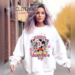Disney Happy Valentines Day Sweatshirt Valentine Mouse Candy Heart Funny ValentineS Day Shirt Disney Happy Valentines Day Merch 1