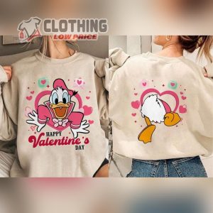 Donald Duck Happy Valentine’S Day Shirt, Flower Heart Valentine Gifts 2024, Disney Valentine’S Day 2024 Merch
