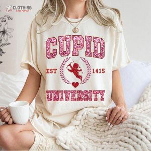 Faux Sequin Cupid University Valentines Day T Shirt 4