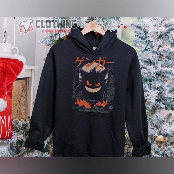 Gengar Dark Ghost Shirt, Kaiju Japanese Style Hoodies, Anime Lover Sweatshirt, Anime Fans Tee Gift