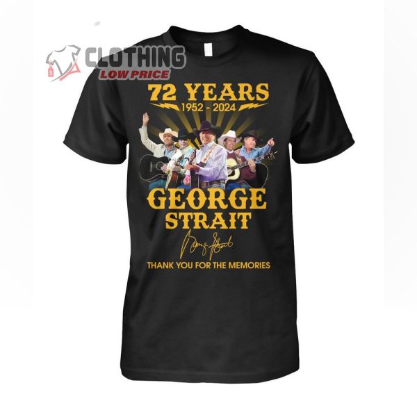 George Strait 72 Years 1952-2024 Thank You For The Memories Signatures T-Shirt