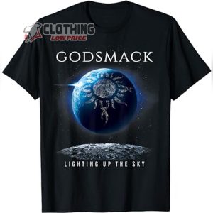 Godsmack Lighting Up the Sky Graphic T Shirt Vintage Godsmack Merch Godsmack World Tour Logo Black Tee