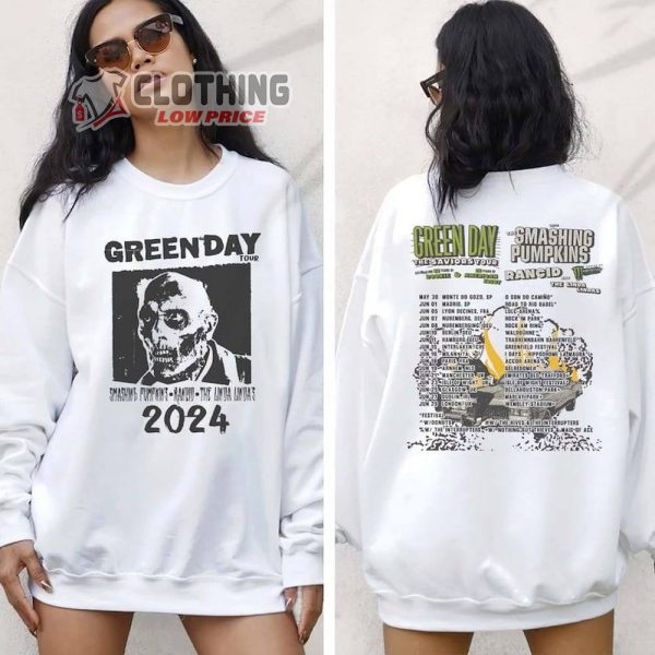 Green Day Concert 2024 Sweatshirt, Green Day Tour 2024 Tee, Green Day Band Graphic Sweatshirt