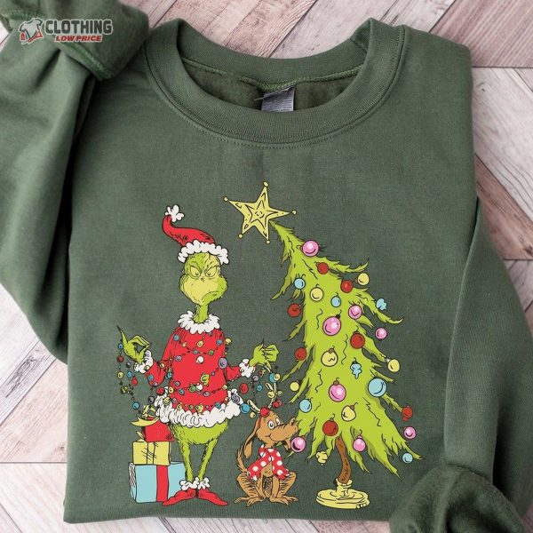 Grinch Christmas Tree Sweatshirt, Grinch Max Tree Shirt, Whimsical Grinch Tree, Christmas Sweatshirt