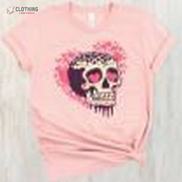 Halloween Skull Valentine Shirt 2023 Funny Halloween Heart Skull Tshirt