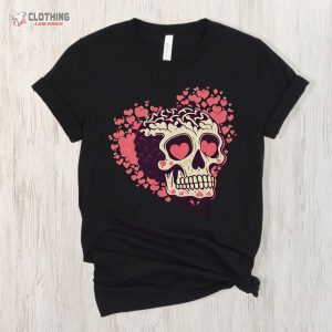 Halloween Skull Valentine Shirt 2023 Funny Halloween Heart Skull Tshirt 3