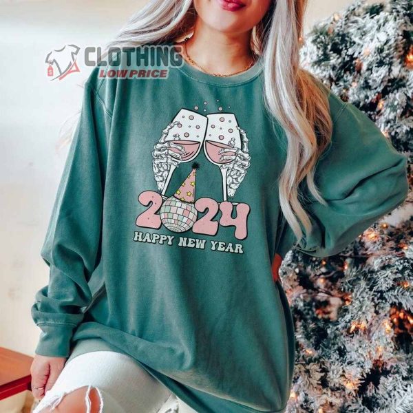 Happy New Year 2024 Trending Merch, New Year Crewneck, Christmas Sweater, Retro Winter Shirt, Vintage Sweatshirt, Christmas Tree Tee Gift