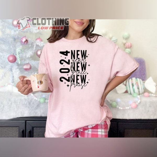 Happy New Year Shirt, Hello 2024 Christian Tshirt, New Grace Praise Jesus Shirt, Christian Shirt, Christmas Gift