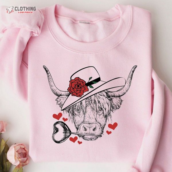 Highland Cow Valentines Day Shirt, Valentines Day Shirts For Woman, Cute Valentine Shirt
