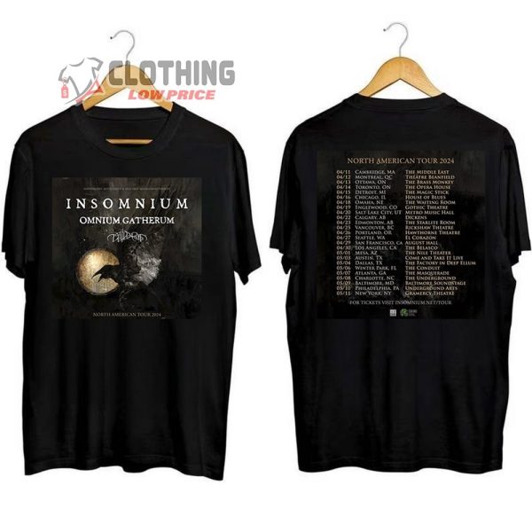 Insomnium Tour Dates 2024 Merch, Insomnium Omnium Gatherum Shirt, Insomnium Omnium Gatherum 2024 North American Tour Poster T-Shirt