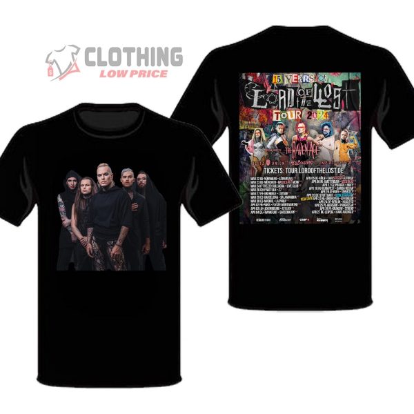 Lord Of The Lost Tour 2024 Shirt, 15 Years Anniversary Tour 2024 Lord Of The Lost Merch, Lord Of The Lost Tour 2024 Dates T-Shirt, Hoodie And Sweater