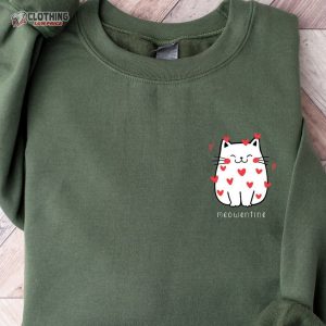 Meowentine Valentines Day Sweatshirt Cute Cat Valentine Clothing 2