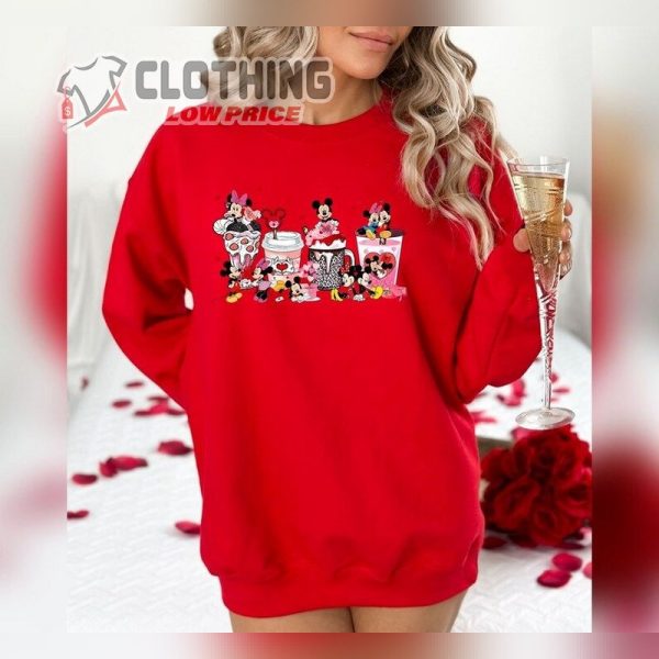 Mickey And Minnie Valentine’S Coffee Sweatshirt, Disney Valentine’S Merch, Disney Coffee Shirt, Valentine’S Celebration Merch