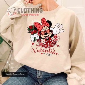 Mickey Minnie Disney Happy ValentineS Day Shirt Flower Heart Valentine Gifts 2024 Disney ValentineS Day 2024 Merch 1