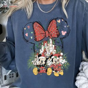 Minnie Mickey Merry Christmas Shirt, Christmas Mickey And Minnie Plaid Shirt, Disney Christmas Shirt