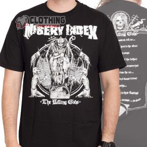 Misery Index The Killing Gods Album Tshirt Jason Netherton Song Lyrics Merch Misery Index World Tour Shirt