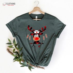 Nurse Christmas Shirt Buffalo Plaid Reindeer Christmas Light 3