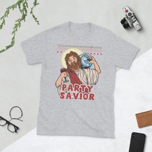 Party Savior Jesus Christ Santa Beer Ugly Christmas Sweater 2