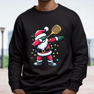 Pickleball Christmas Sweatshirt, Dabbing Santa With Christmas Light Shirt